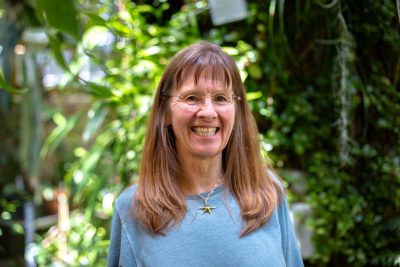 Pamela Diggle, professor and head of ecology and evolutionary biology, and the EEB greenhouse